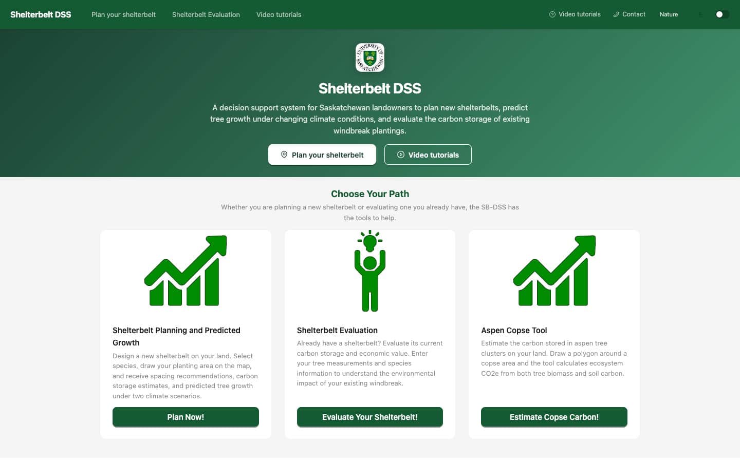 Shelterbelt Decision Support System screenshot